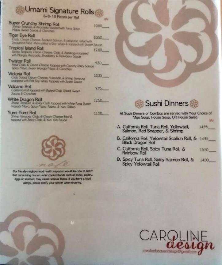 Umami: Sushi Lounge and Grill Fusion - Conway, AR menu_pic