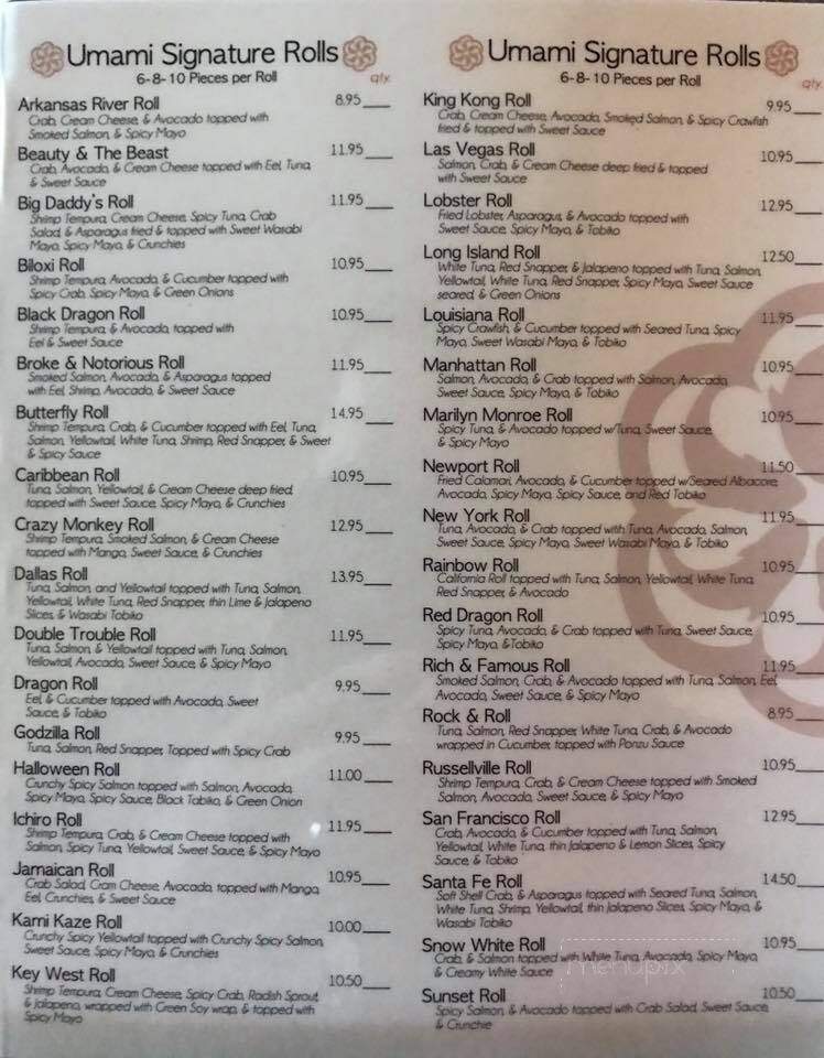 Umami: Sushi Lounge and Grill Fusion - Conway, AR menu_pic