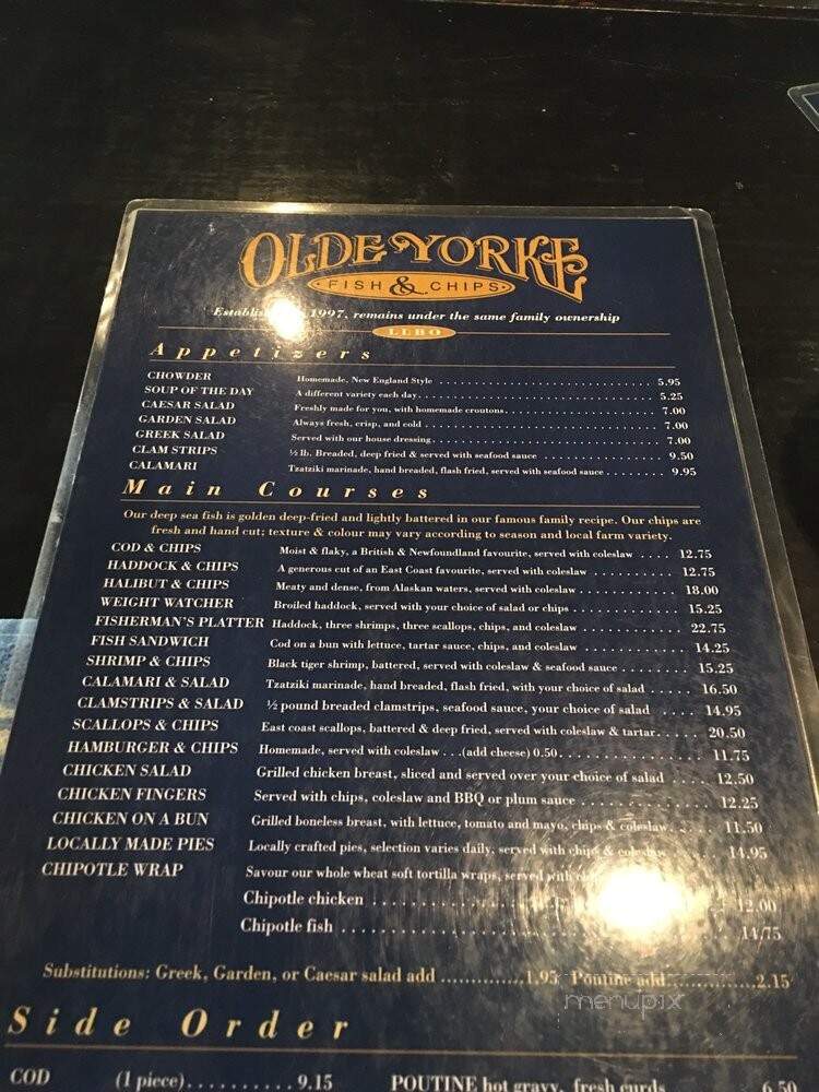 Olde Yorke Fish & Chips - Toronto, ON menu_pic