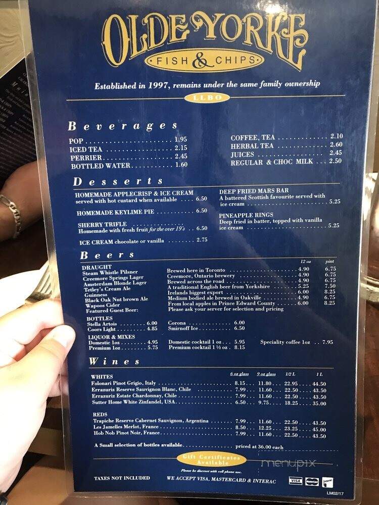 Olde Yorke Fish & Chips - Toronto, ON menu_pic
