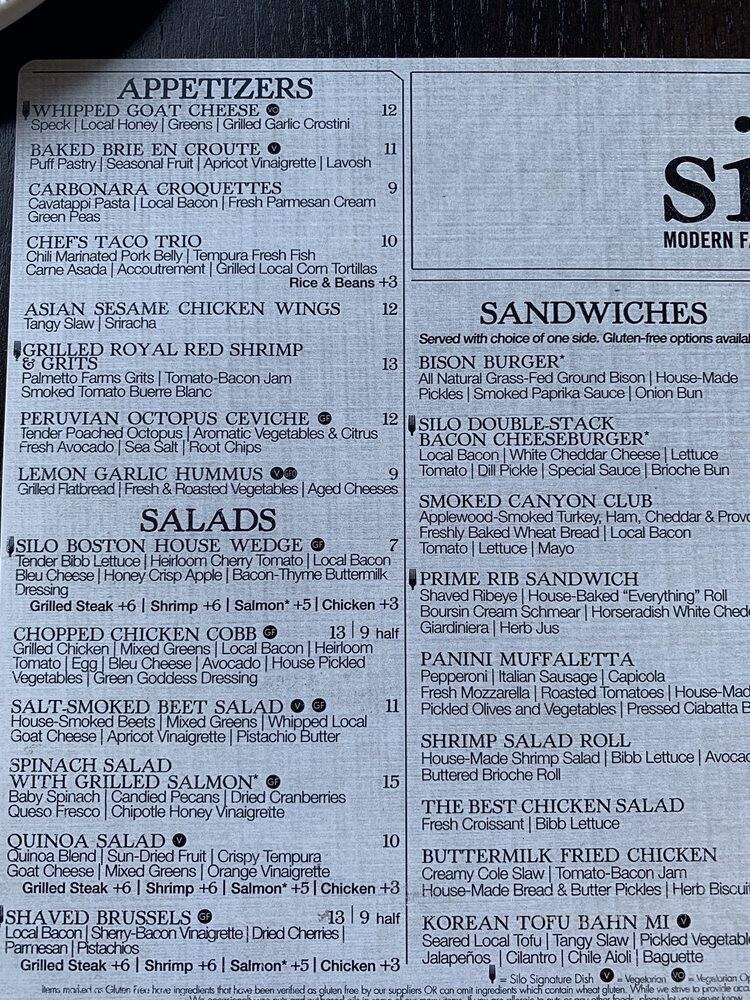 Silo Modern Farmhouse - Lenexa, KS menu_pic