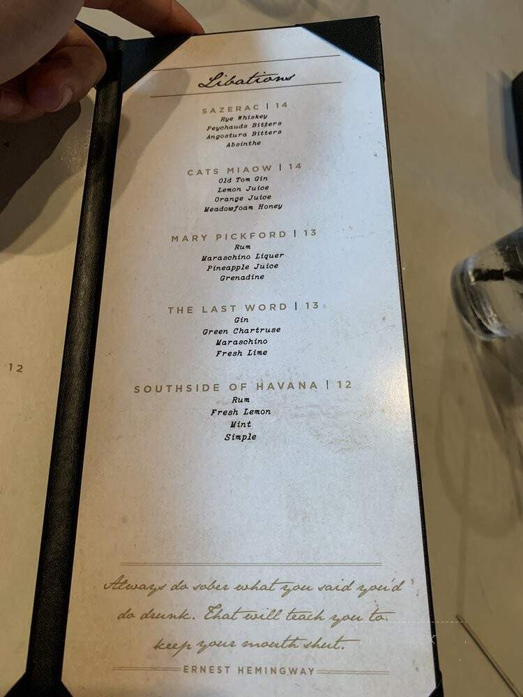 The Hemingway Room - Rochester, MI menu_pic