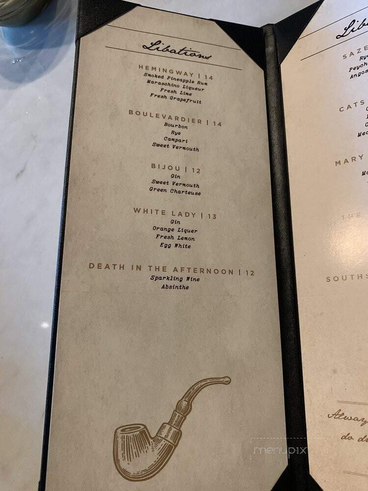 The Hemingway Room - Rochester, MI menu_pic