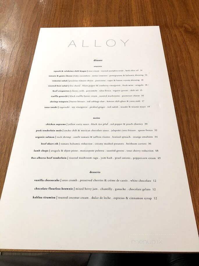 Alloy - Calgary, AB menu_pic