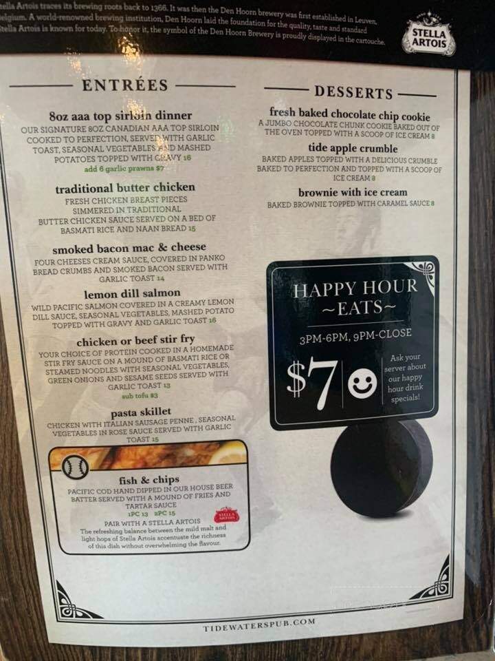 Tidewaters Pub & Grill - Delta, BC menu_pic