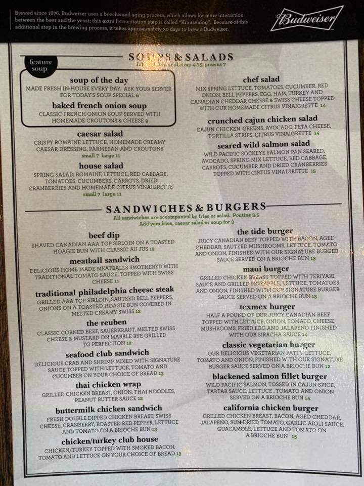Tidewaters Pub & Grill - Delta, BC menu_pic