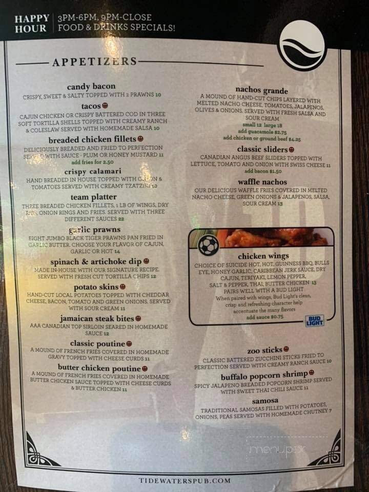 Tidewaters Pub & Grill - Delta, BC menu_pic