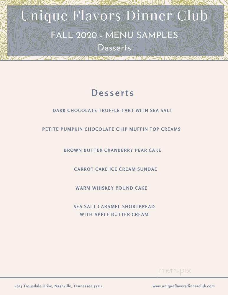 Unique Flavors Cafe - Nashville, TN menu_pic