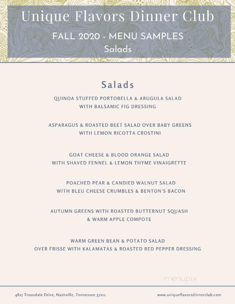 Unique Flavors Cafe - Nashville, TN menu_pic