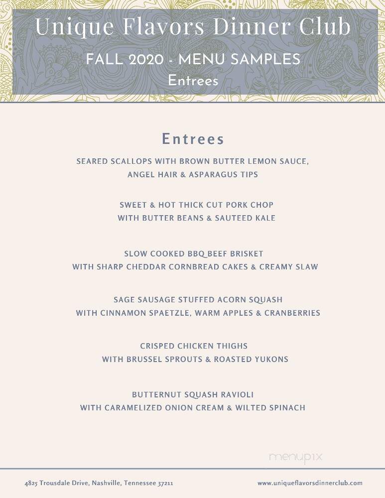Unique Flavors Cafe - Nashville, TN menu_pic