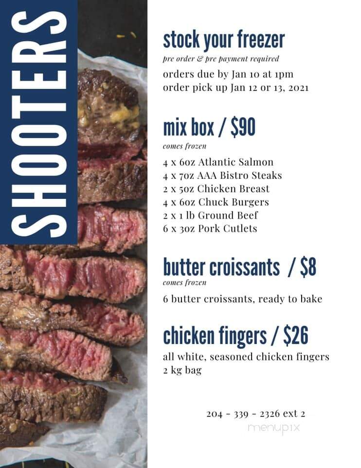 Shooters Family Restaurant - Winnipeg, MB menu_pic