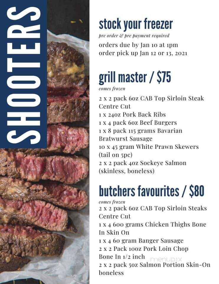 Shooters Family Restaurant - Winnipeg, MB menu_pic