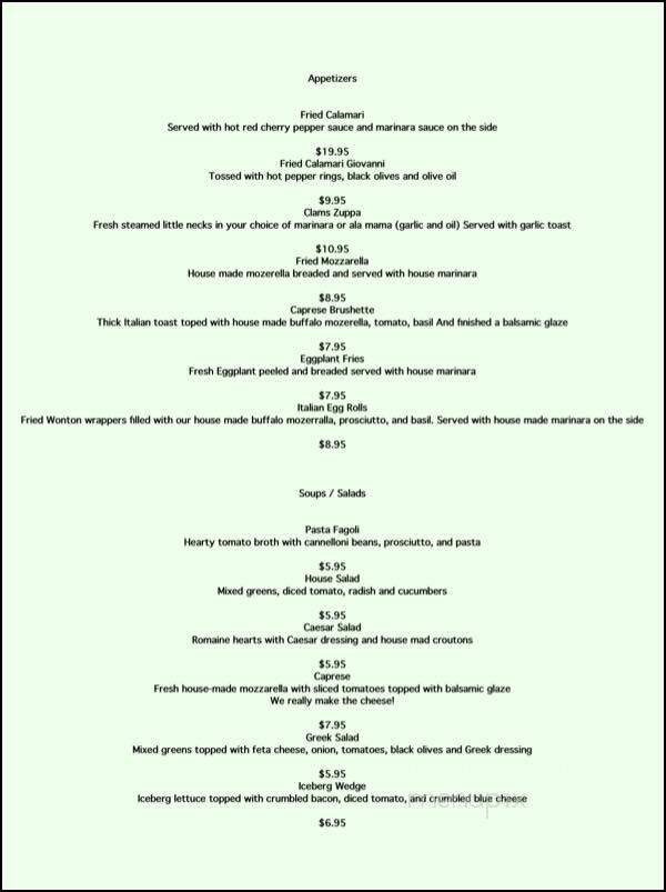 Aquilante's Bistro & Tavern - West Warwick, RI menu_pic