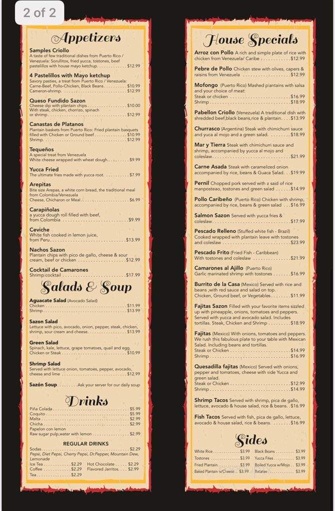 Sazon Latin Cuisine - Petoskey, MI menu_pic