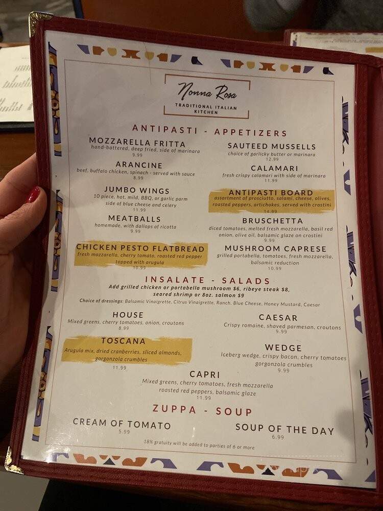 Nonna Rosa Traditional Italian Kitchen - Akron, PA menu_pic