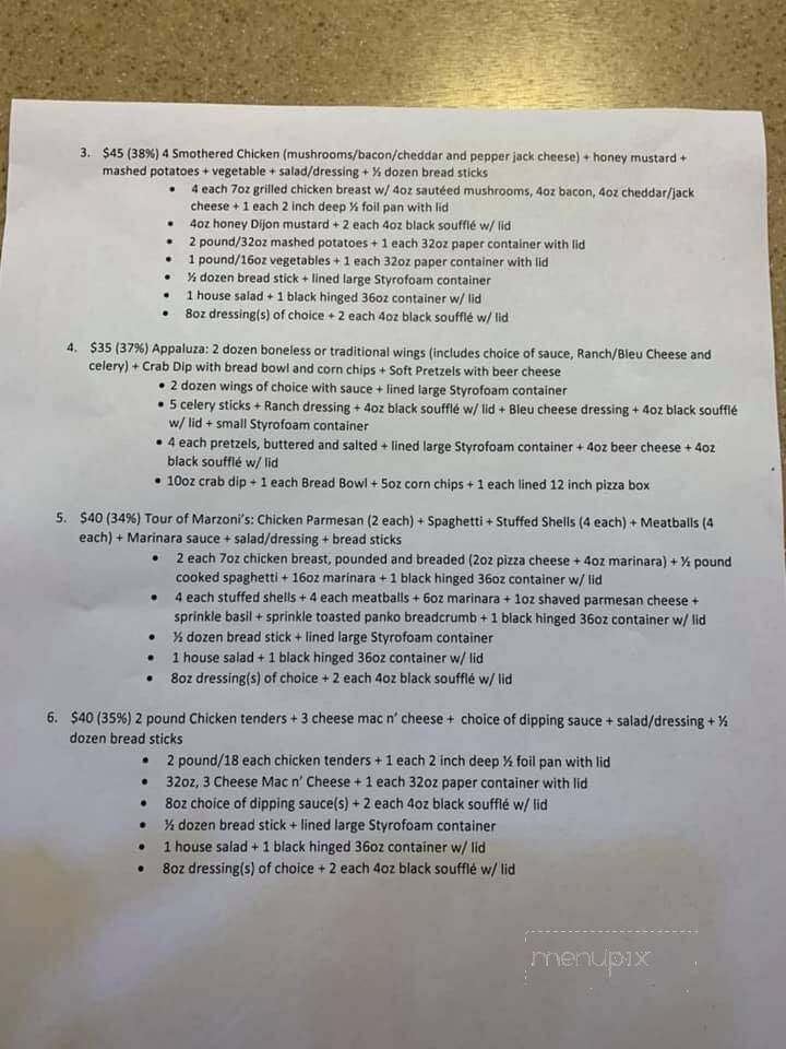 Marzoni's Brick Oven & Brewery - Selinsgrove, PA menu_pic