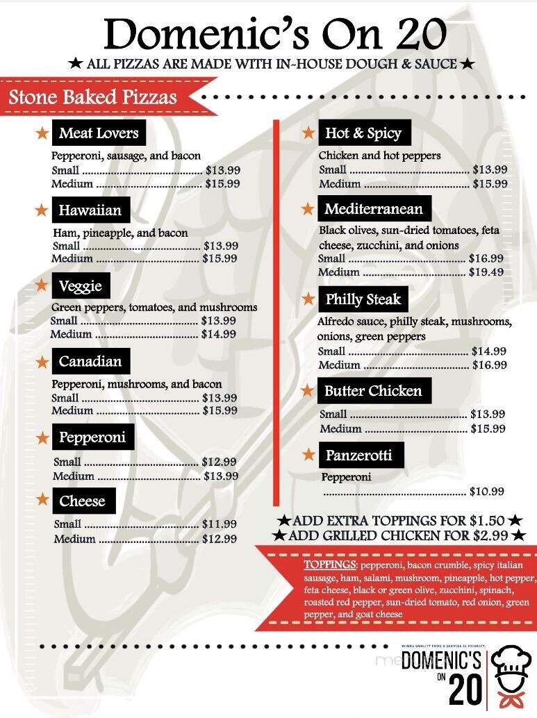 Domenic's On 20 - Fonthill, ON menu_pic