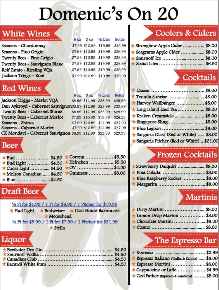 Domenic's On 20 - Fonthill, ON menu_pic