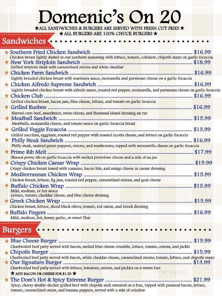 Domenic's On 20 - Fonthill, ON menu_pic
