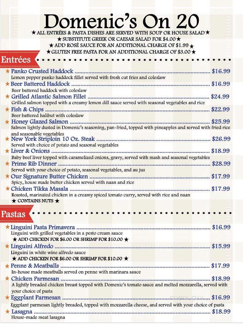 Domenic's On 20 - Fonthill, ON menu_pic