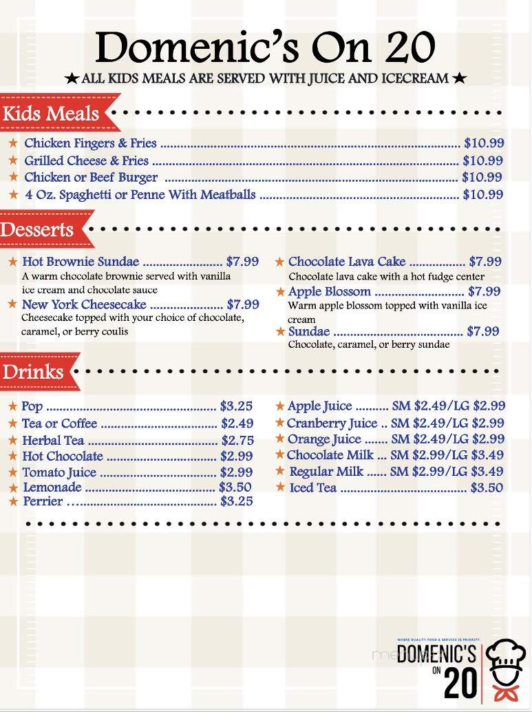Domenic's On 20 - Fonthill, ON menu_pic