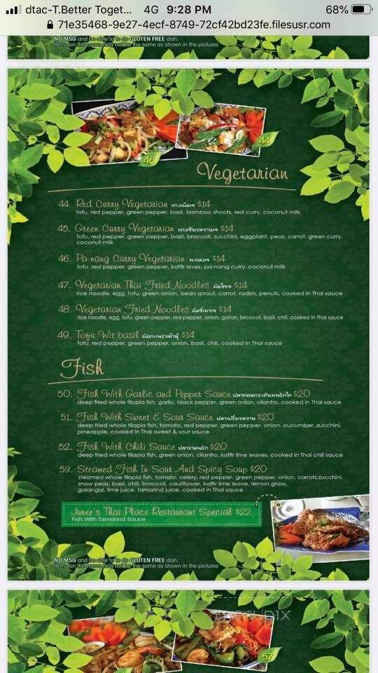 Juree's Thai Place - Calgary, AB menu_pic