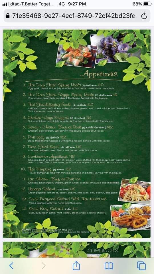 Juree's Thai Place - Calgary, AB menu_pic