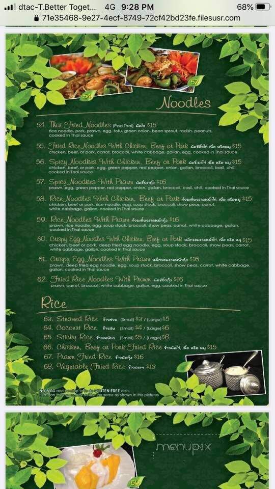 Juree's Thai Place - Calgary, AB menu_pic