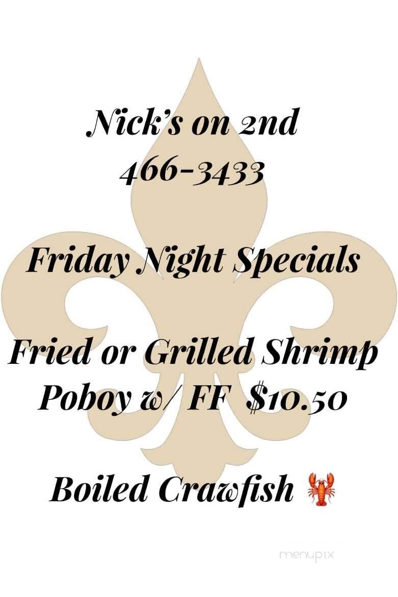 Nick's On 2nd St - Eunice, LA menu_pic