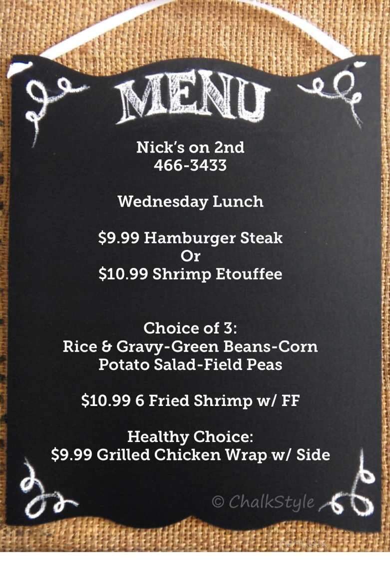 Nick's On 2nd St - Eunice, LA menu_pic