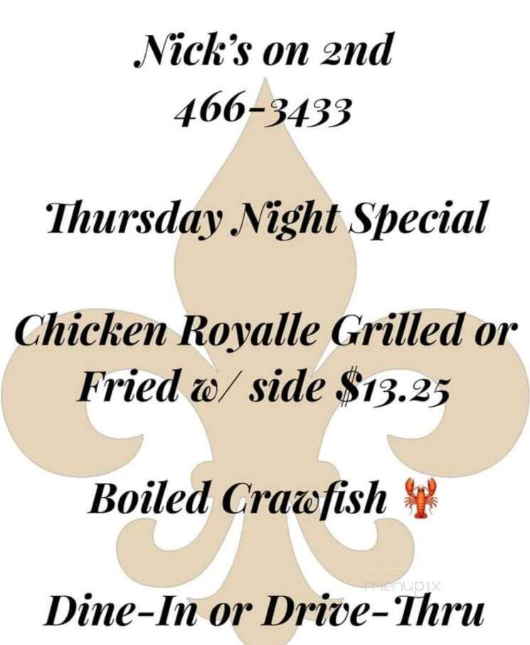 Nick's On 2nd St - Eunice, LA menu_pic