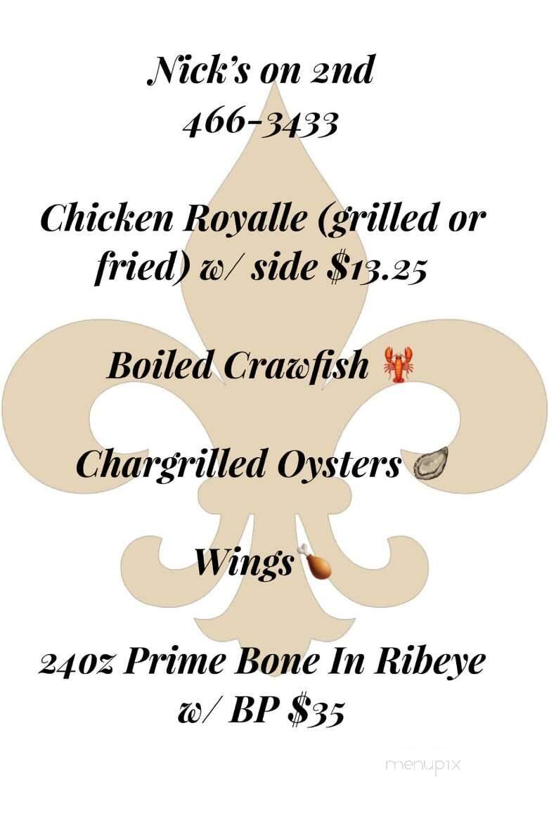 Nick's On 2nd St - Eunice, LA menu_pic