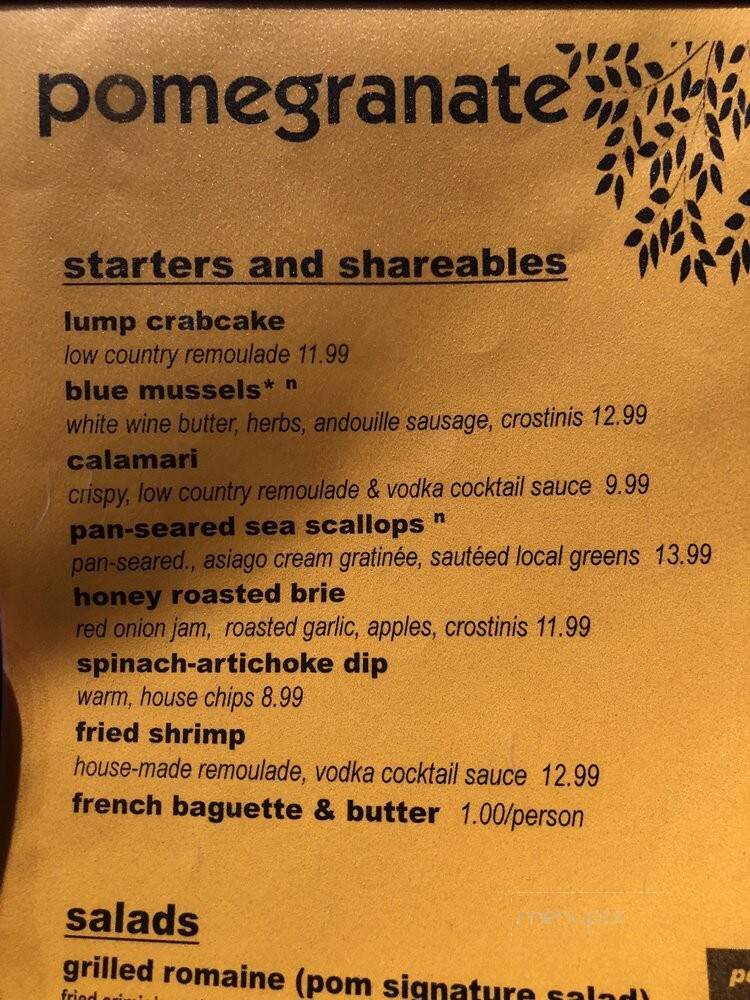 Pomegranate Restaurant & Gathering Place - Troutville, VA menu_pic