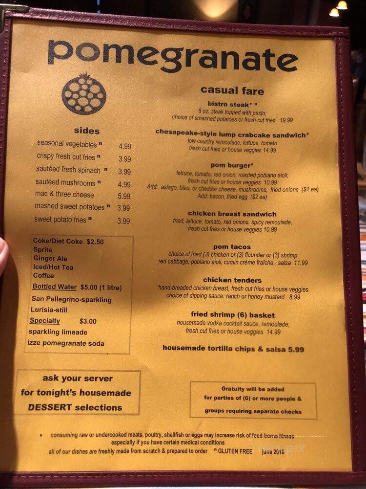 Pomegranate Restaurant & Gathering Place - Troutville, VA menu_pic