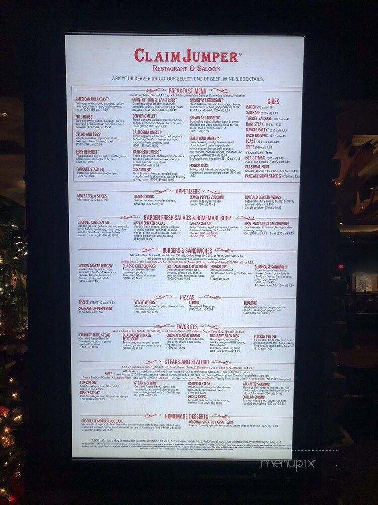 Claim Jumper - Laughlin, NV menu_pic
