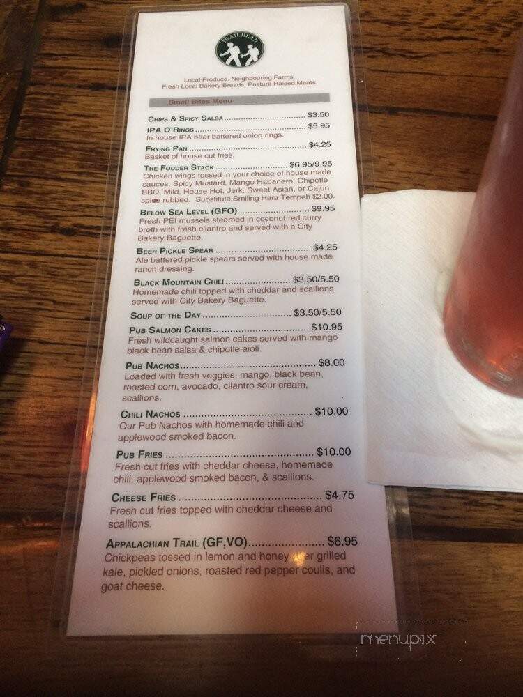 The Trailhead Restaurant and Bar - Black Mountain, NC menu_pic