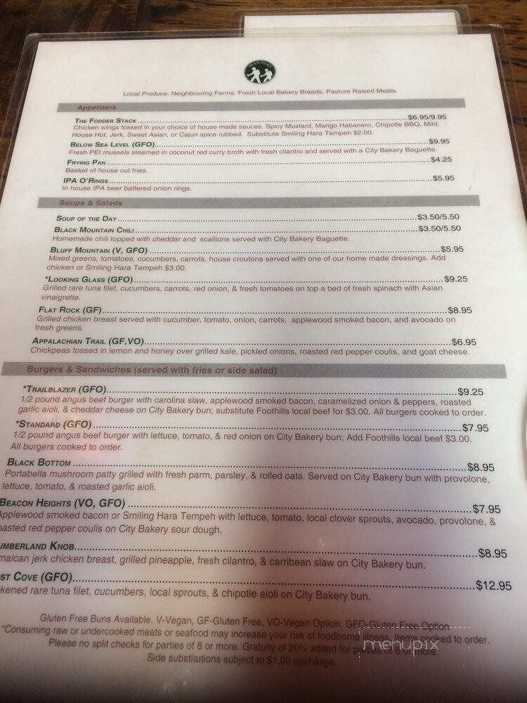 The Trailhead Restaurant and Bar - Black Mountain, NC menu_pic
