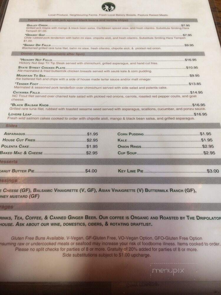 The Trailhead Restaurant and Bar - Black Mountain, NC menu_pic