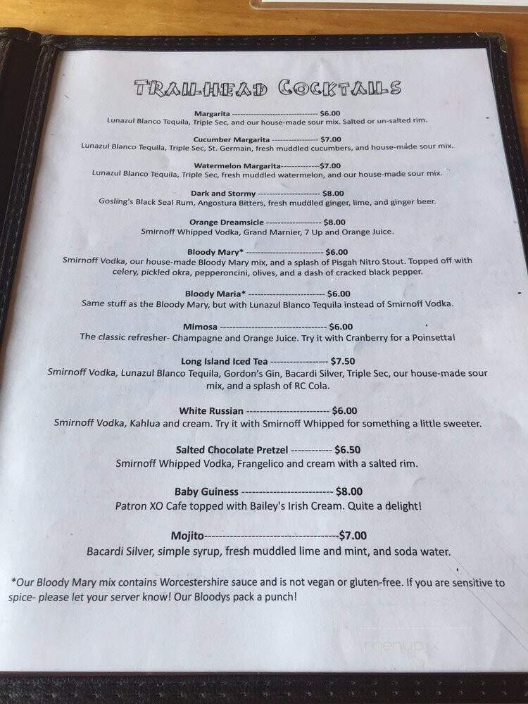 The Trailhead Restaurant and Bar - Black Mountain, NC menu_pic