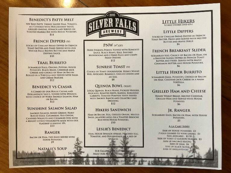 Silver Falls Brewery - Silverton, OR menu_pic