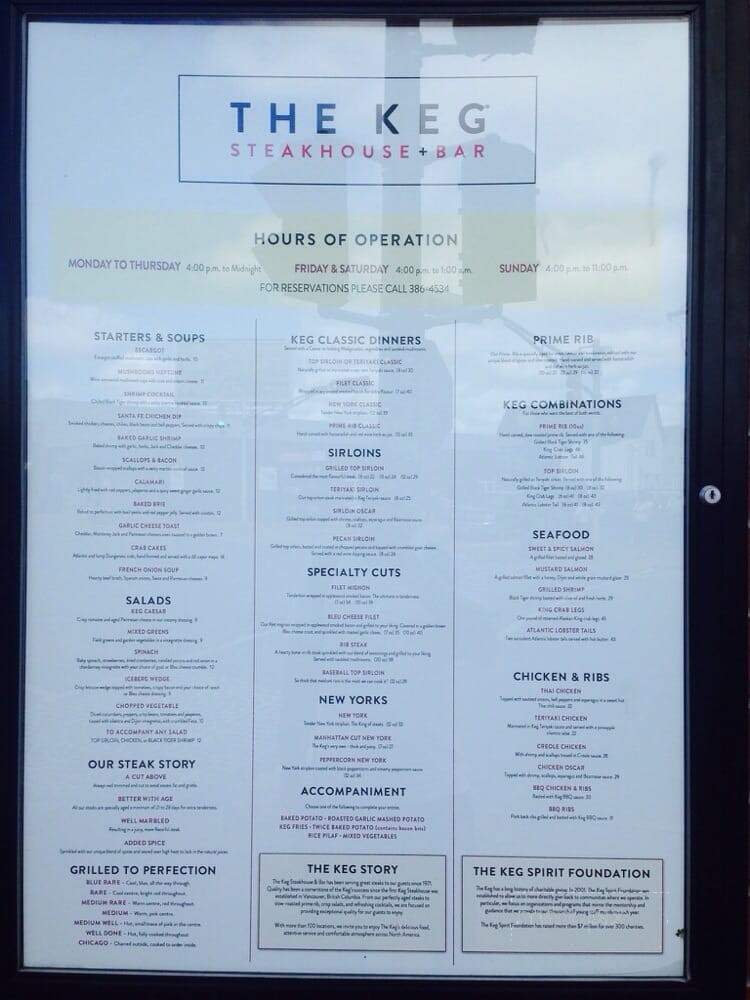 Keg Steakhouse & Bar - Moncton, NB menu_pic