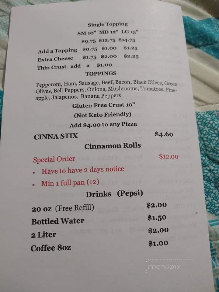 Bob's Hometown Pizza - Noel, MO menu_pic