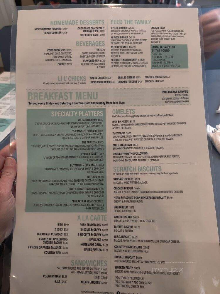 Nick's Family Restaurant - Kingsport, TN menu_pic