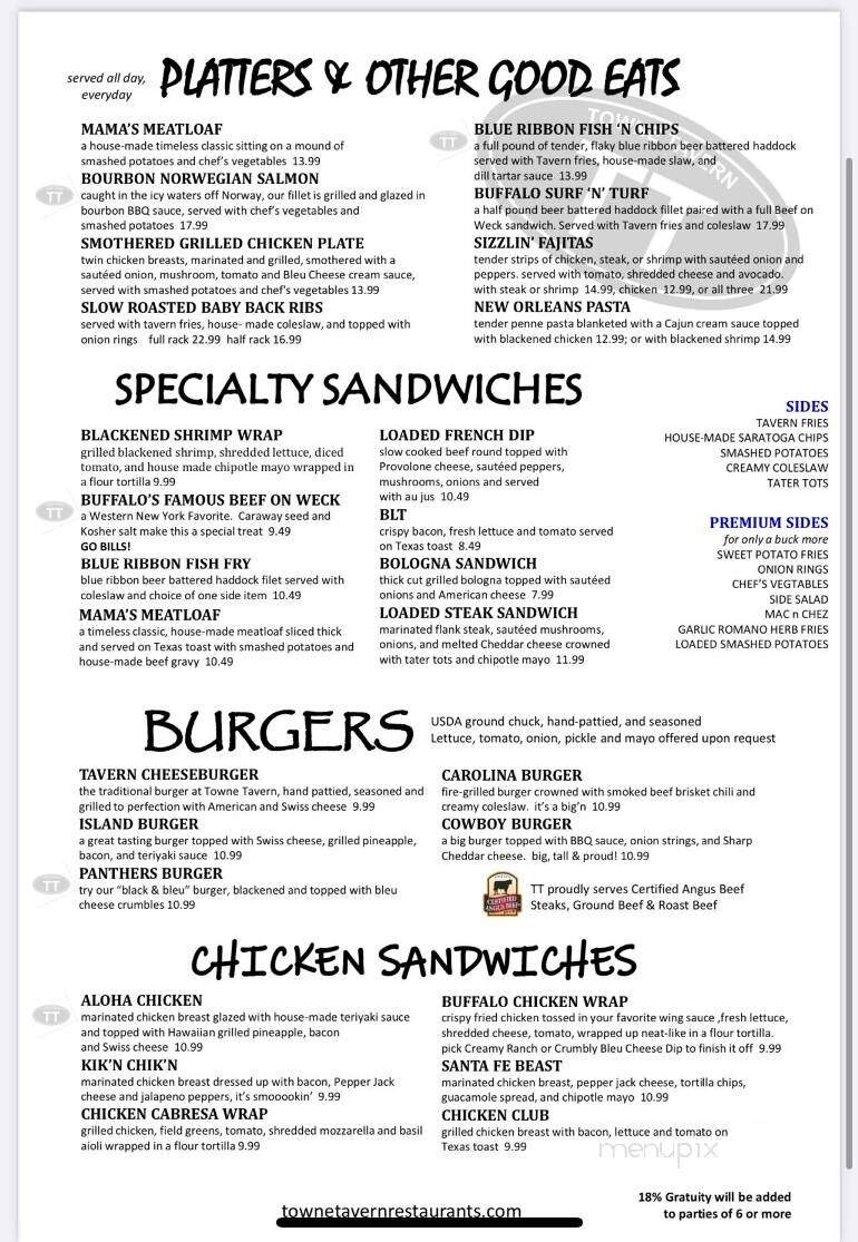 Towne Tavern York - York, SC menu_pic