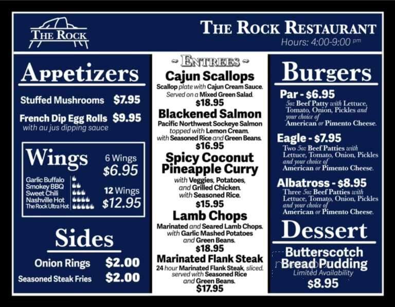 The Rock Restaurant & Bar - Pickens, SC menu_pic