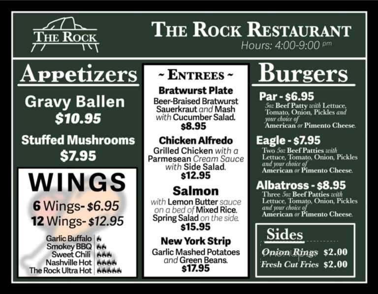 The Rock Restaurant & Bar - Pickens, SC menu_pic