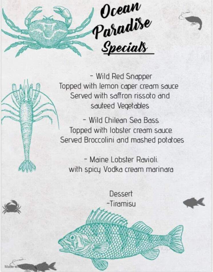 Ocean Paradise Restaurant & Bar - Fairfax, VA menu_pic