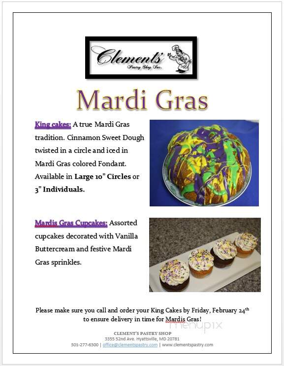 Clement's Pastry Shop - Hyattsville, MD menu_pic
