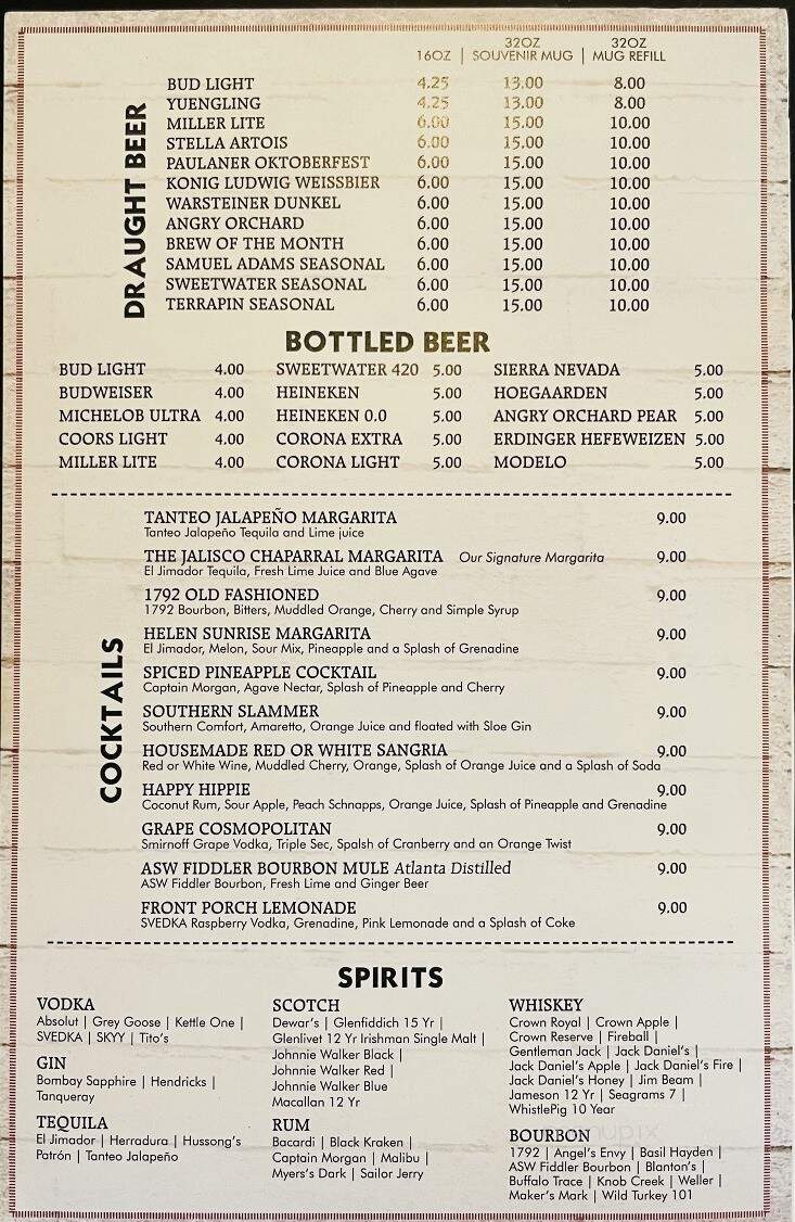 Cowboys & Angels - Helen, GA menu_pic