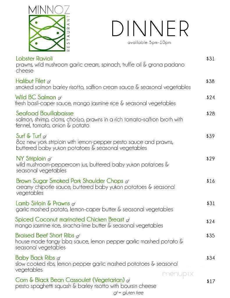 Minnoz at the Coast Bastion Inn - Nanaimo, BC menu_pic